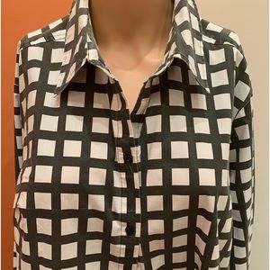 ZAC & RACHEL. Black & White Over sized Checkered Button Down Shirt. High…